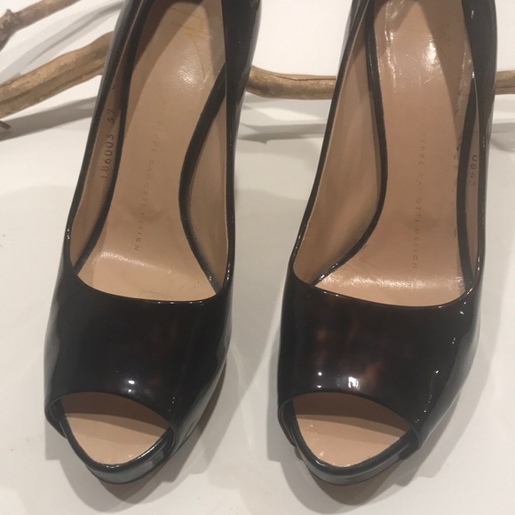 GIUSEPPE ZANOTTI tortoise glazed peep toe pump 7 - Picture 6 of 8